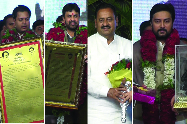 पालकमंत्री देशमुख, राज्यमंत्री बनसोडे, आ. पाटील, आ, देशमुख यांचा सत्कार